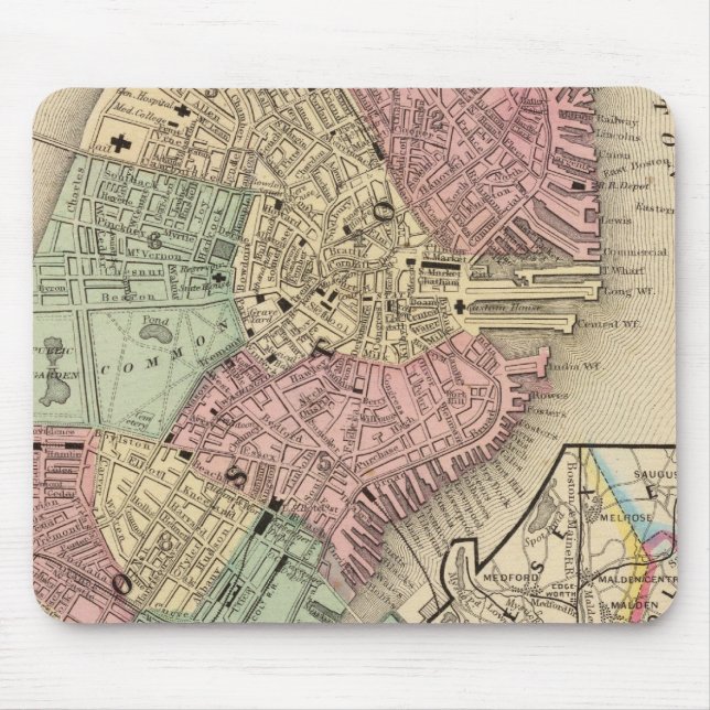 Tapis De Souris Carte de Boston par Mitchell (Devant)