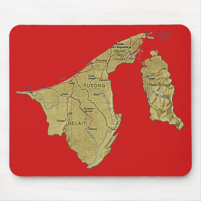 Tapis De Souris Carte de Brunei Mousepad (Devant)