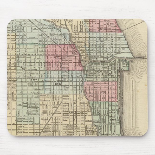 Tapis De Souris Carte de Chicago par Mitchell (Devant)