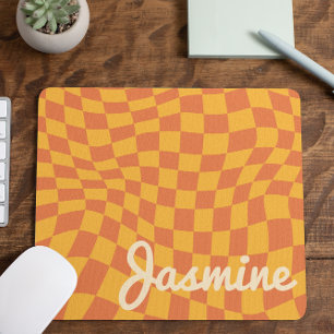 Tapis De Souris Carte de contrôle déformée Orange rétro Nom person