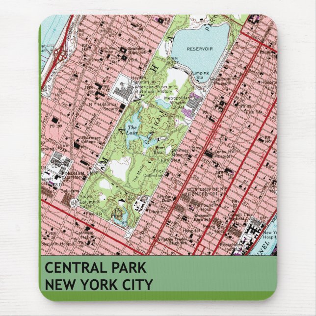 Tapis De Souris Carte de cru de New York City de Central Park (Devant)