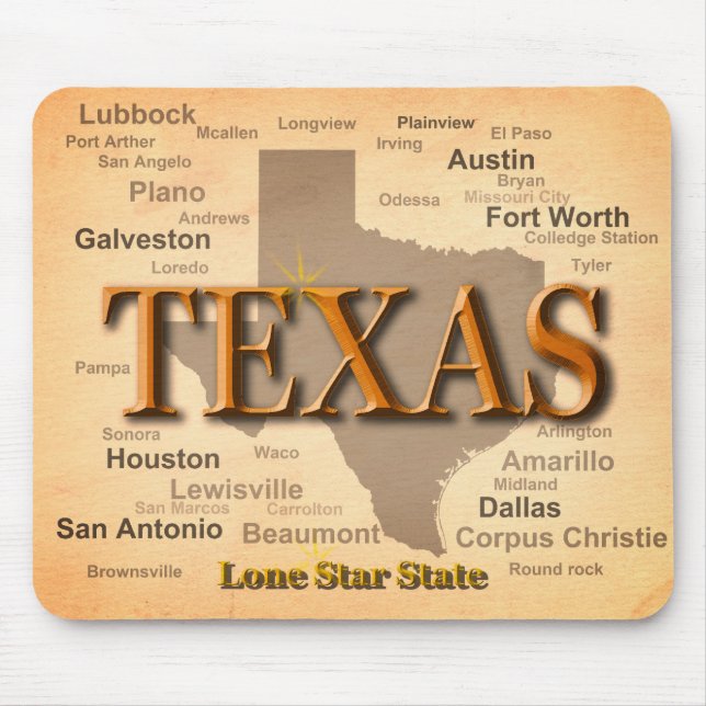 Tapis De Souris Carte de cru du Texas (Devant)