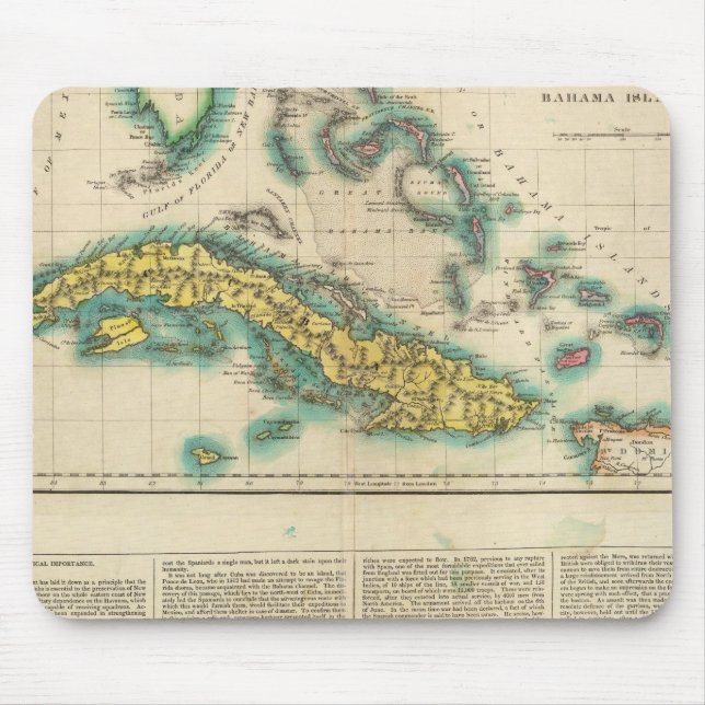 Tapis De Souris Carte De Cuba Et Des Îles Bahama (Devant)