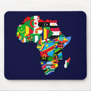 Tapis De Souris Carte de drapeau des drapeaux de l'Afrique -
