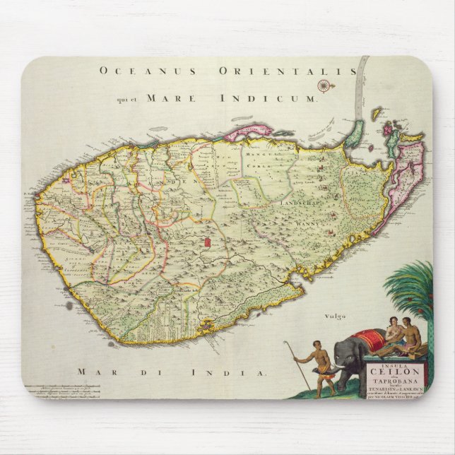 Tapis De Souris Carte de la Ceylan selon Nicolas Visscher (Devant)
