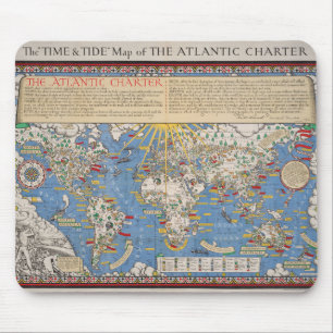 Tapis De Souris Carte de la Charte vintage des Nations Unies / Atl