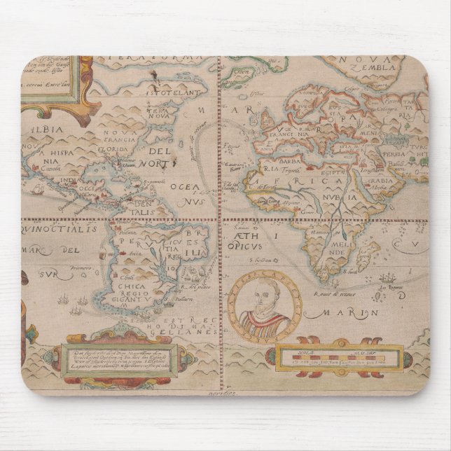 Tapis De Souris Carte de la circumnavigation de Drake du globe (Devant)
