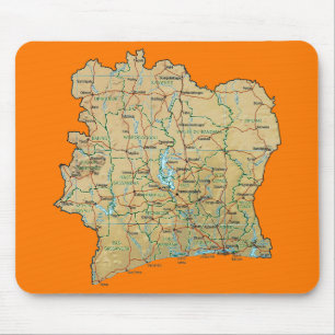 Tapis De Souris Carte de la Côte d'Ivoire Mousepad