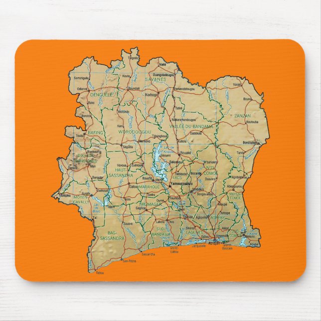 Tapis De Souris Carte de la Côte d'Ivoire Mousepad (Devant)