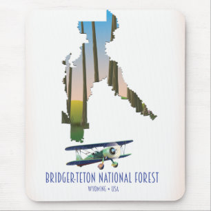 Tapis De Souris carte de la forêt nationale de Bridger-Teton, Wyom