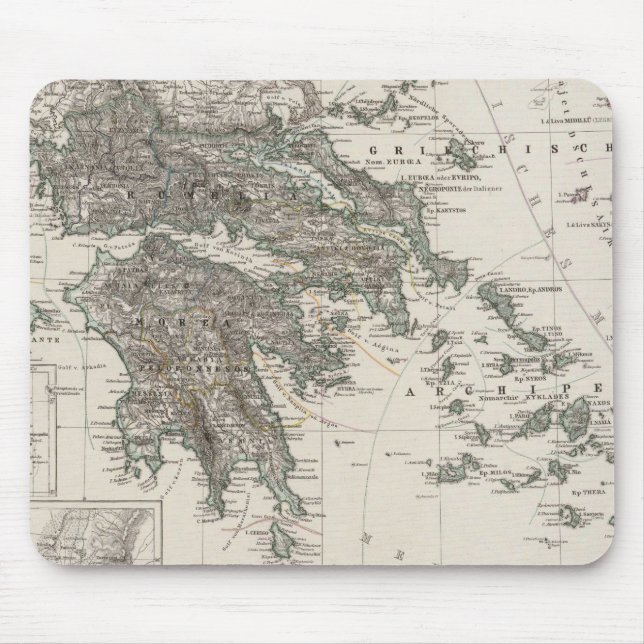 Tapis De Souris Carte de la Grèce par Stieler (Devant)