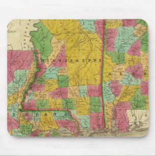 Tapis De Souris Carte de la Louisiane, du Mississippi et de l'Alab