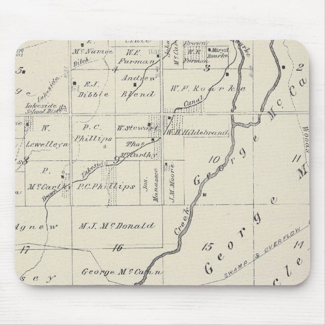 Tapis De Souris Carte de la section du comté de Tulare T20S R22E (Devant)