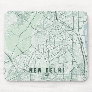 Tapis De Souris Carte de la ville de New Delhi, design minimaliste
