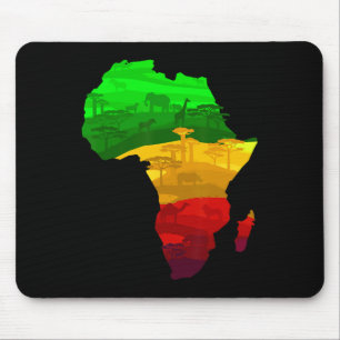 Tapis De Souris Carte de l'Afrique Vert Jaune Rouge Fière Africain