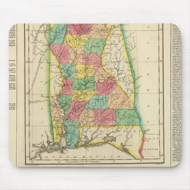 Tapis De Souris Carte De L'Alabama (Devant)