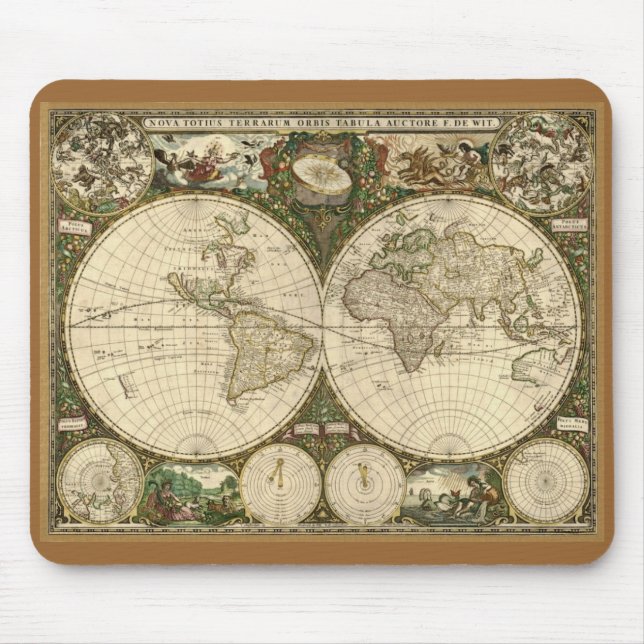 Tapis De Souris Carte de l'Ancien Monde Frederick de Wit 1660 (Devant)
