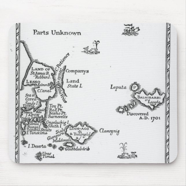 Tapis De Souris Carte de Laputa, Balnibari, Luggnagg (Devant)