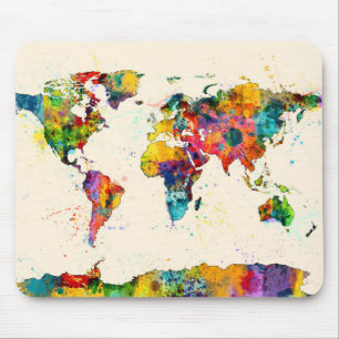 Tapis De Souris Carte de l'aquarelle de carte du monde