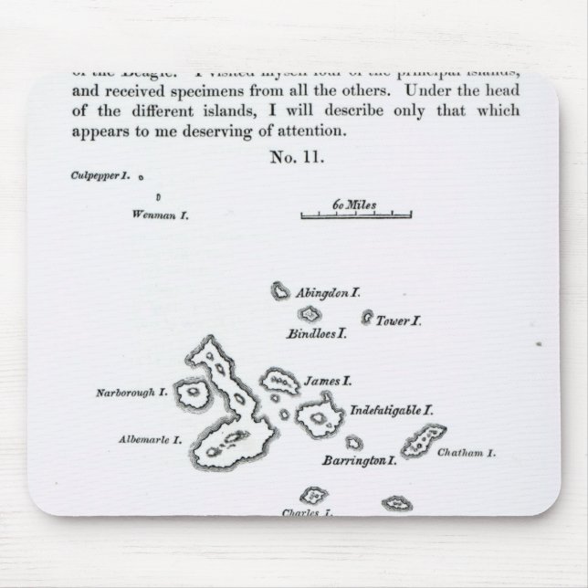Tapis De Souris Carte de l'archipel de Galapagos, 1844 (Devant)