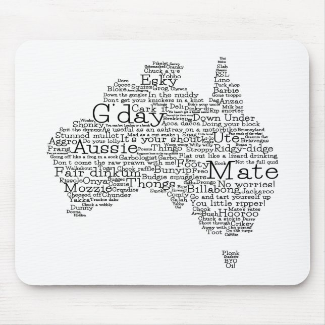 Tapis De Souris Carte de l'argot australien (Devant)