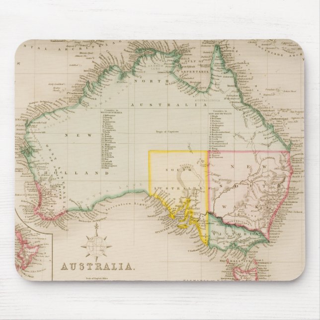 Tapis De Souris Carte de l'Australie et de la Nouvelle Zélande (Devant)