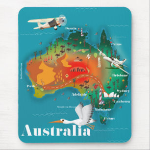 Tapis De Souris Carte de l'Australie poster Voyage