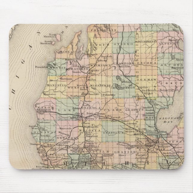 Tapis De Souris Carte de l'état du Michigan Atlas (Devant)