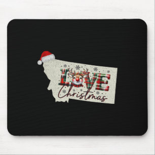 Tapis De Souris Carte de l'État du Montana à Noël Montana Christma