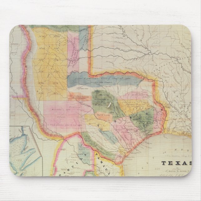 Tapis De Souris Carte de l'état du Texas | 1835 (Devant)