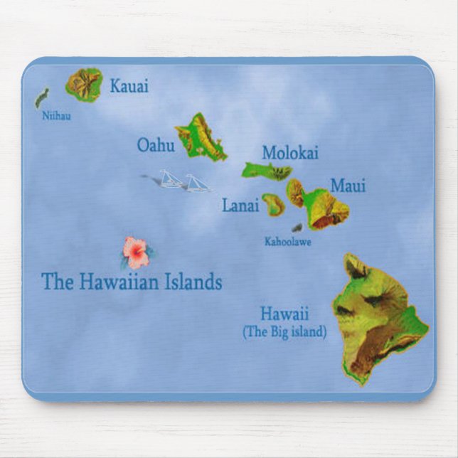 Tapis De Souris Carte de l'île de Blue Hawaii mousepad (Devant)