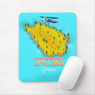 Tapis De Souris Carte de l'île grecque Spetes poster de voyage