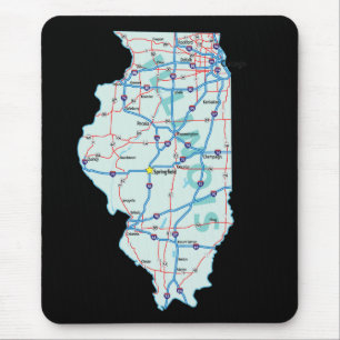 Tapis De Souris Carte de l'Illinois Mousepad
