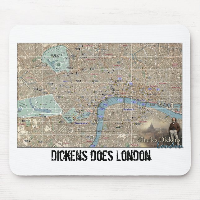Tapis de souris carte de Londres de Dickens (Devant)
