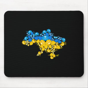 Tapis De Souris Carte de l'Ukraine avec des fleurs Puissance ukrai