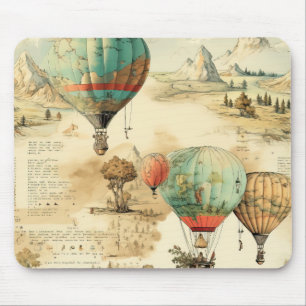 Tapis De Souris Carte de montagne sauvage en ballon vintage