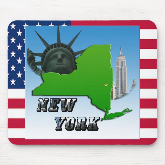 Tapis De Souris Carte de New York, Statue de la Liberté, Monument (Devant)
