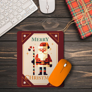 Tapis De Souris Carte de Noël du Père Noël avec Canne à Sucre