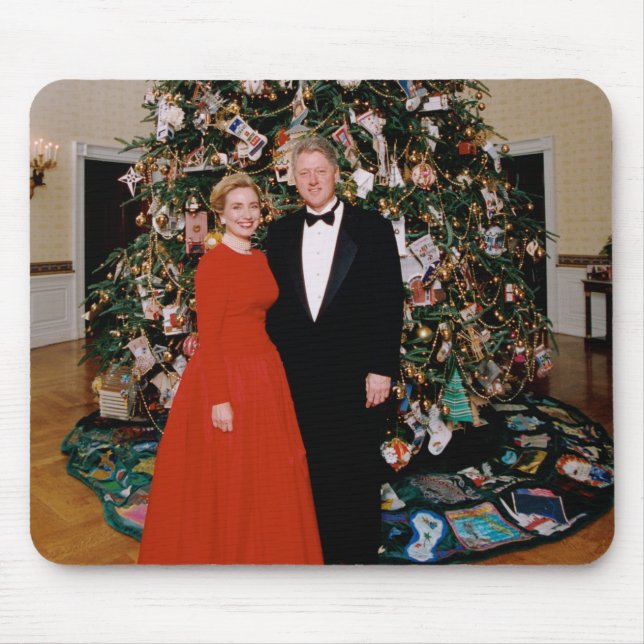 Tapis De Souris Carte de Noël du président américain Bill Clinton (Devant)
