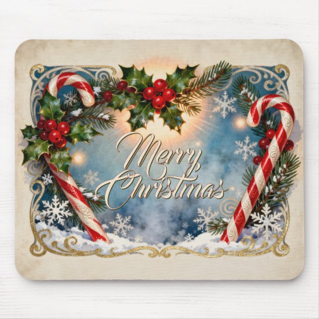 Tapis De Souris Carte de Noël festive avec éclat (Devant)