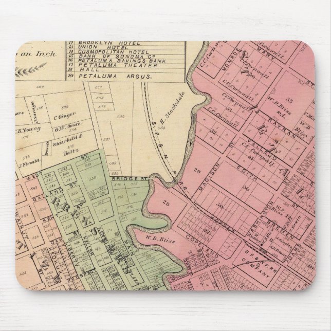 Tapis De Souris Carte de Petaluma City 1877 (Devant)