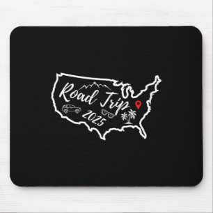Tapis De Souris Carte de road trip 2025 Usa famille amie voyage en