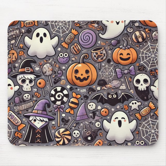 Tapis De Souris Carte de souris Halloween mignonne (Devant)