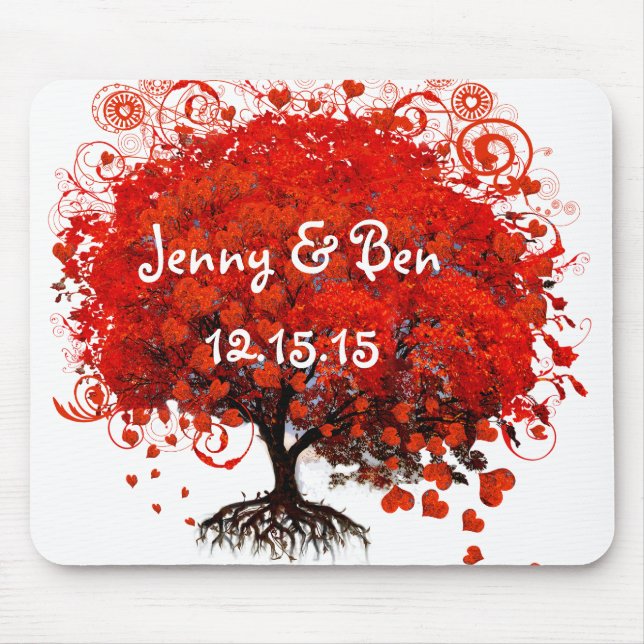 Tapis De Souris Carte de souris Mariage Arbre rouge (Devant)