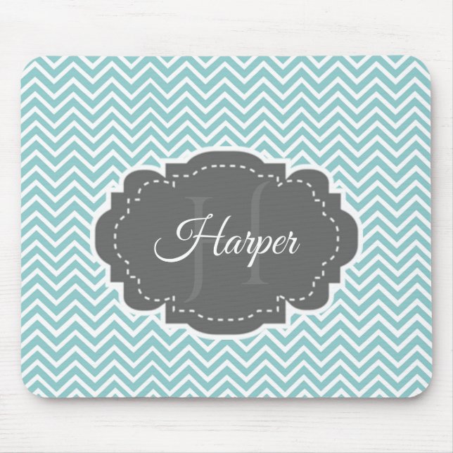 Tapis De Souris Carte de souris personnalisée Chevron turquoise (Devant)