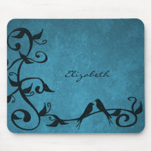 Tapis De Souris Carte de souris personnalisée Lovebirds bleu