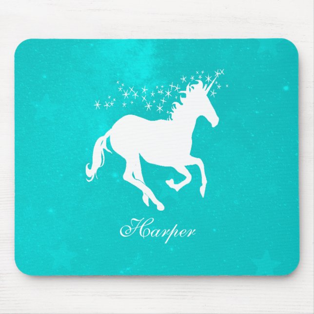 Tapis De Souris Carte de souris personnalisée Turquoise Unicorne (Devant)