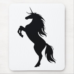 Tapis De Souris Carte de souris Silhouette Unicorne Noire