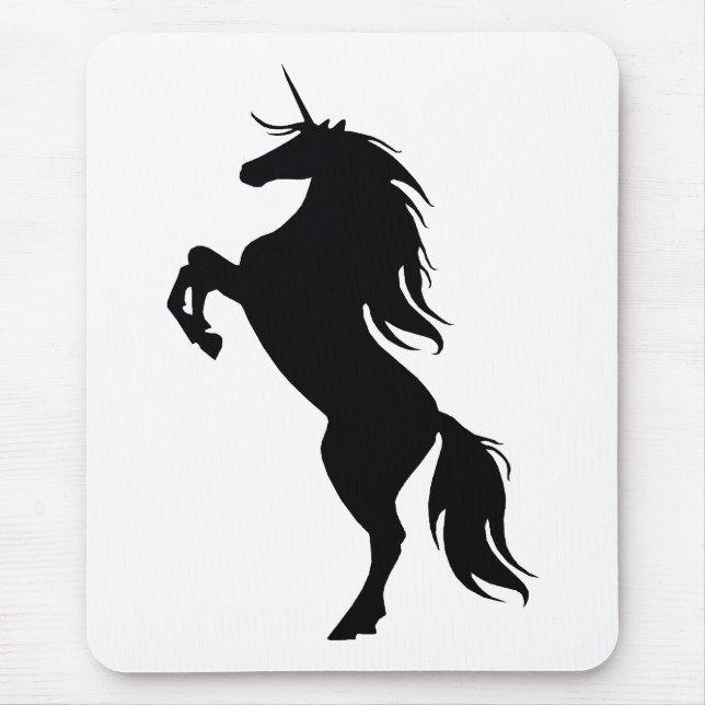 Tapis De Souris Carte de souris Silhouette Unicorne Noire (Devant)