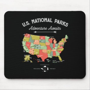 Tapis De Souris Carte de T Shirt de Parcs Nationaux Camping Femmes